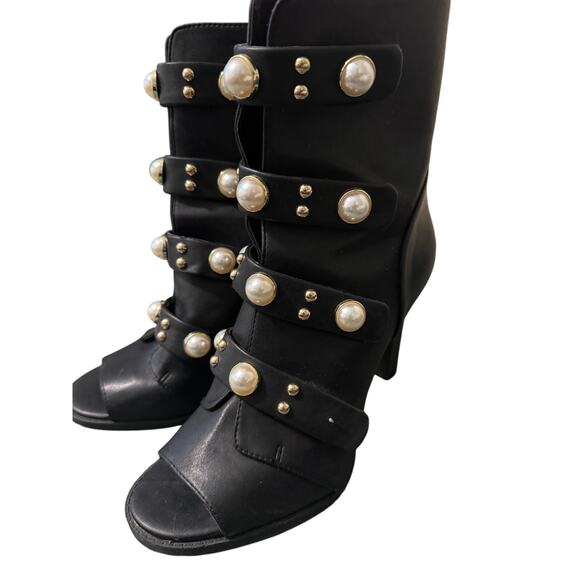 Size 8.5 Karl Lagerfeld Paris Peep Toe Bootie Fashion Boot - Picture 2 of 7